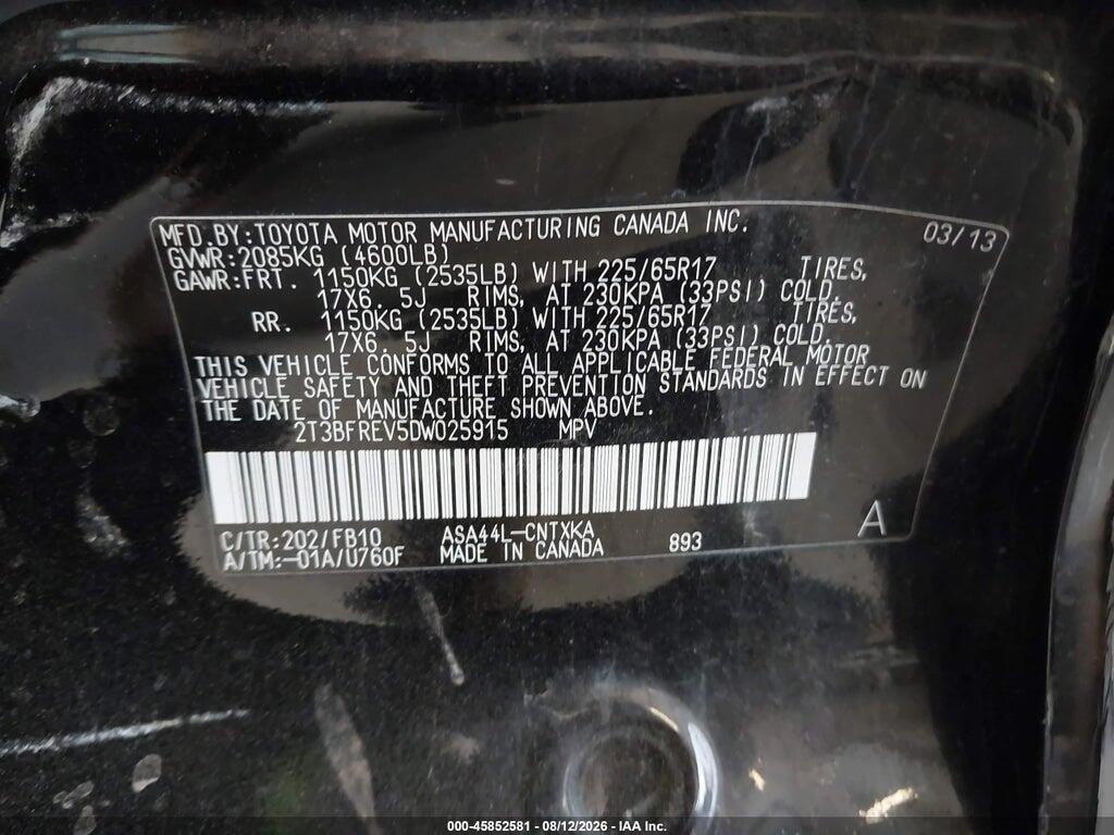 2T3BFREV5DW025915 2013 TOYOTA RAV4 photo no. 9