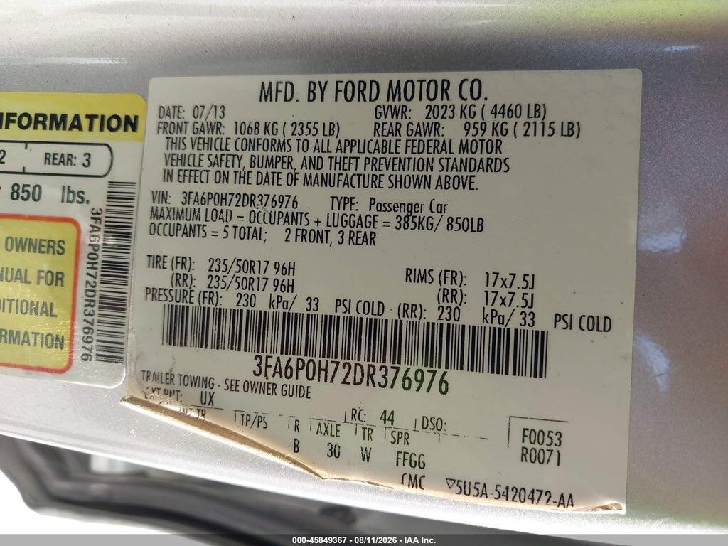 3FA6P0H72DR376976 2013 FORD FUSION photo no. 9