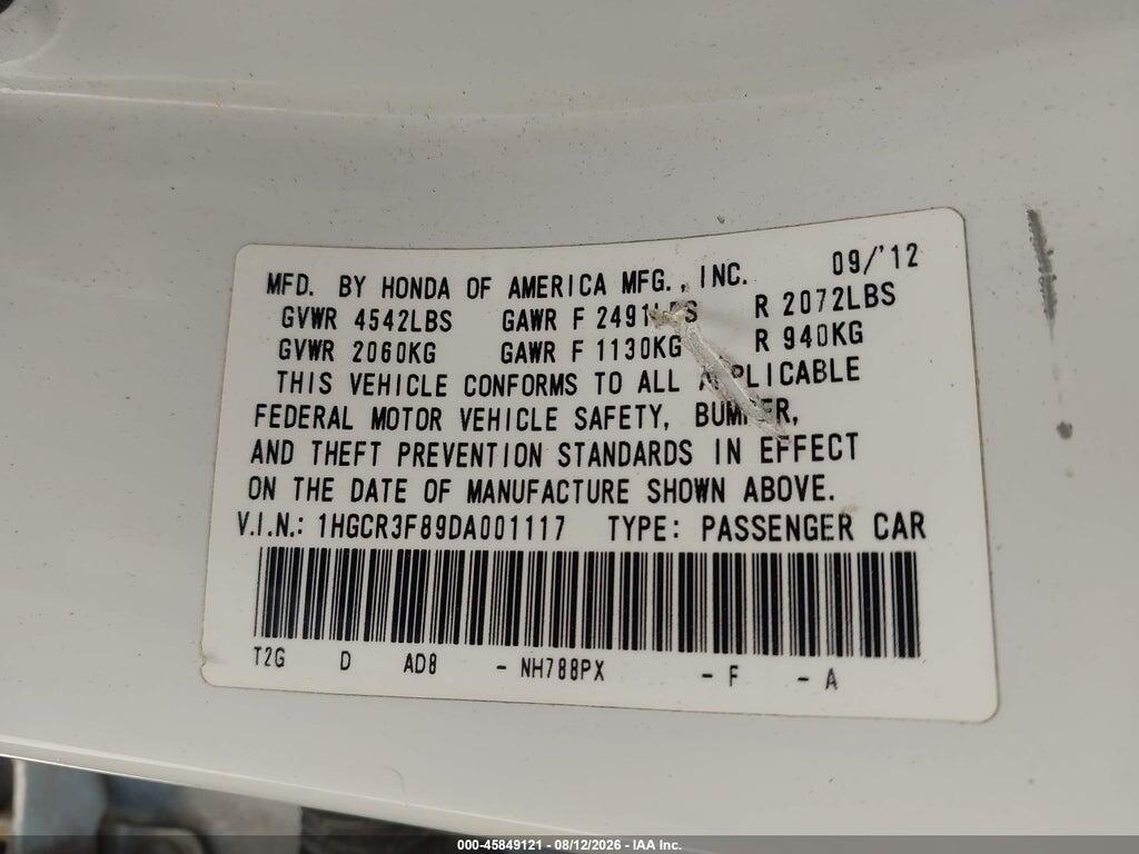 1HGCR3F89DA001117 2013 HONDA ACCORD photo no. 9