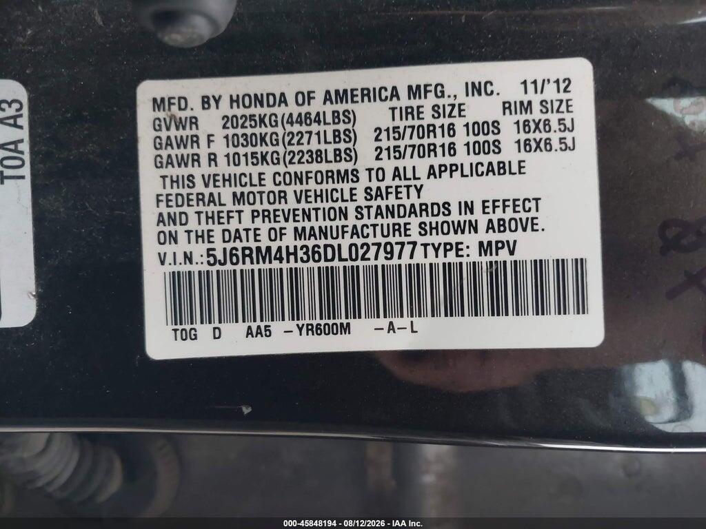 5J6RM4H36DL027977 2013 HONDA CR-V photo no. 9