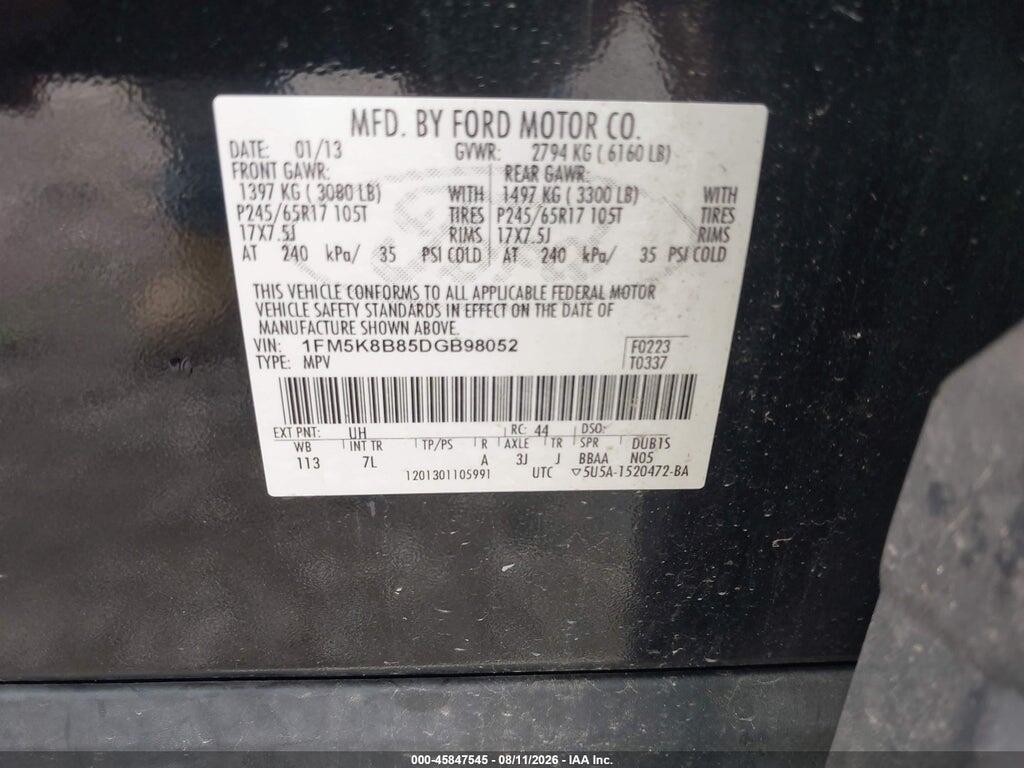 1FM5K8B85DGB98052 2013 FORD EXPLORER photo no. 9