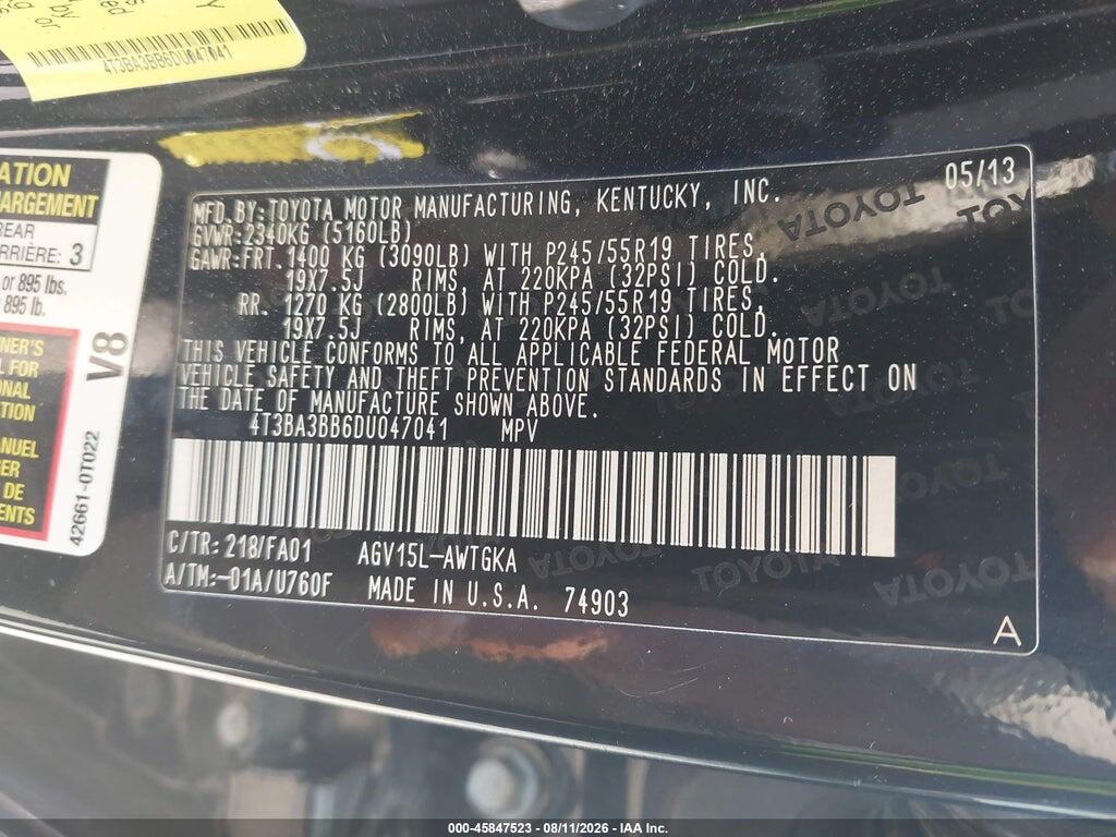 4T3BA3BB6DU047041 2013 TOYOTA VENZA photo no. 9