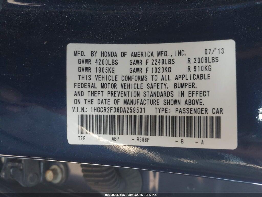 1HGCR2F36DA259531 2013 HONDA ACCORD photo no. 9