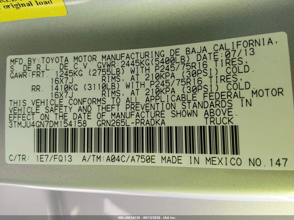 3TMJU4GN7DM154158 2013 TOYOTA TACOMA photo no. 9