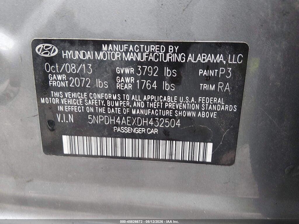 5NPDH4AEXDH432504 2013 HYUNDAI ELANTRA photo no. 9