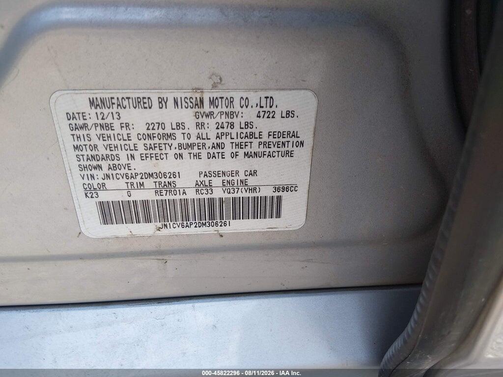 JN1CV6AP2DM306261 2013 INFINITI G37 photo no. 9