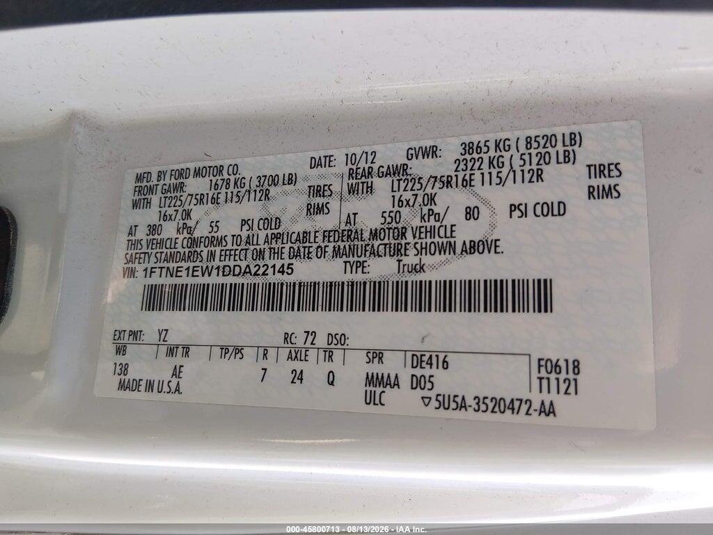 1FTNE1EW1DDA22145 2013 FORD E-150 photo no. 9