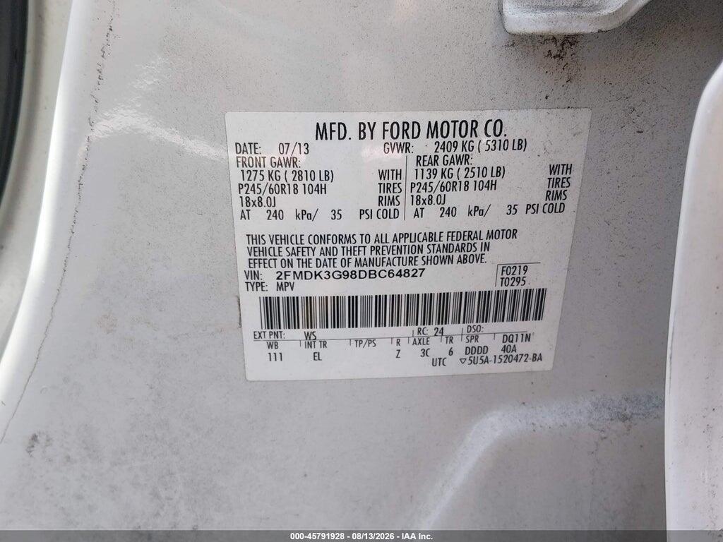 2FMDK3G98DBC64827 2013 FORD EDGE photo no. 9