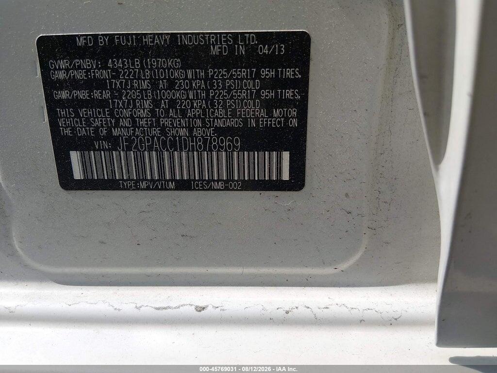 JF2GPACC1DH878969 2013 SUBARU XV CROSSTREK photo no. 9