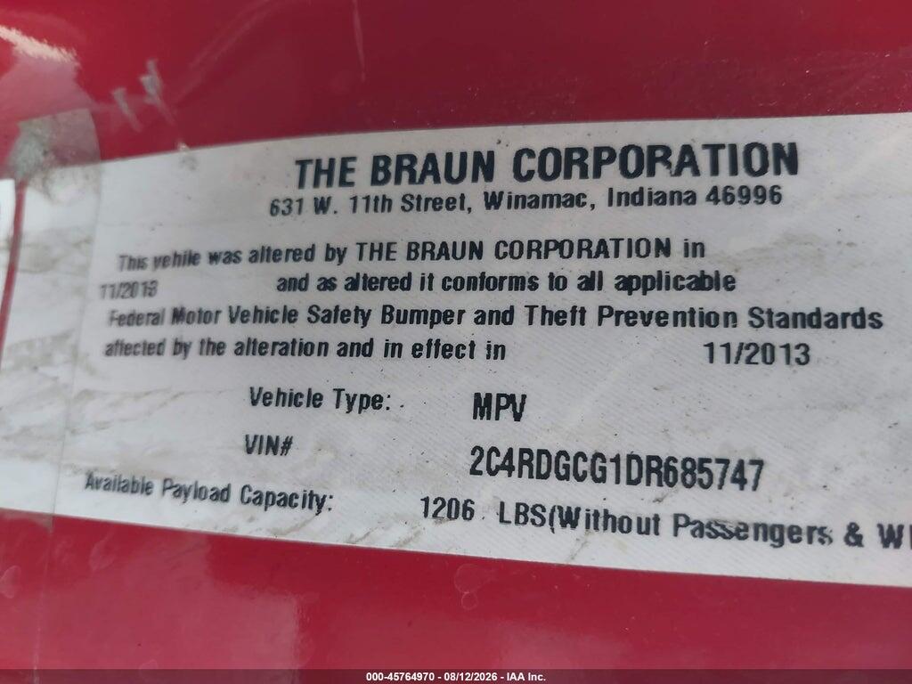 2C4RDGCG1DR685747 2013 DODGE GRAND CARAVAN photo no. 9