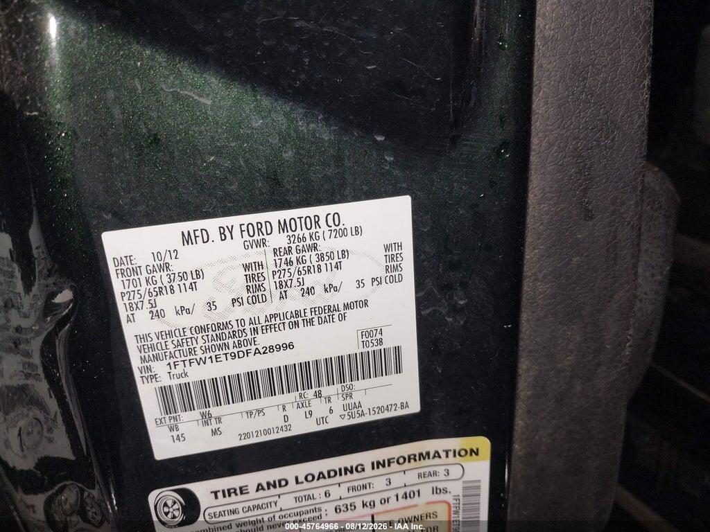 1FTFW1ET9DFA28996 2013 FORD F-150 photo no. 9