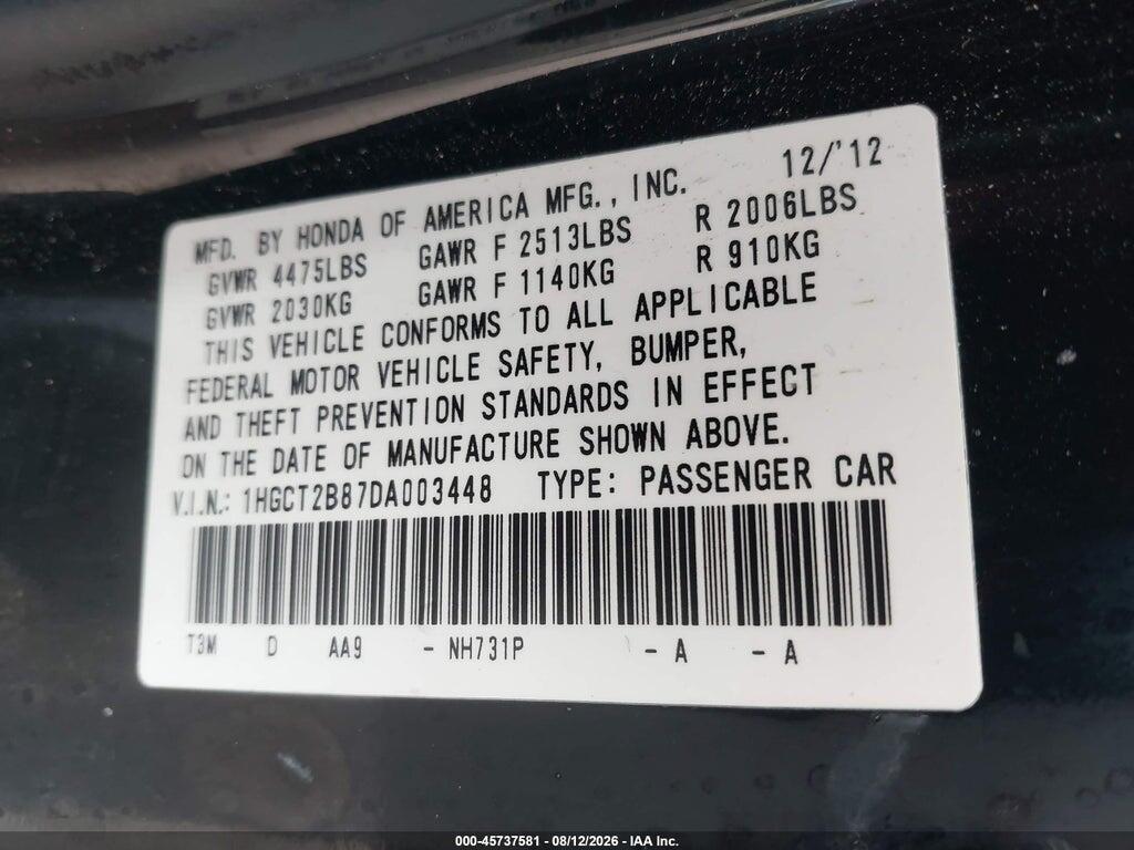 1HGCT2B87DA003448 2013 HONDA ACCORD photo no. 9