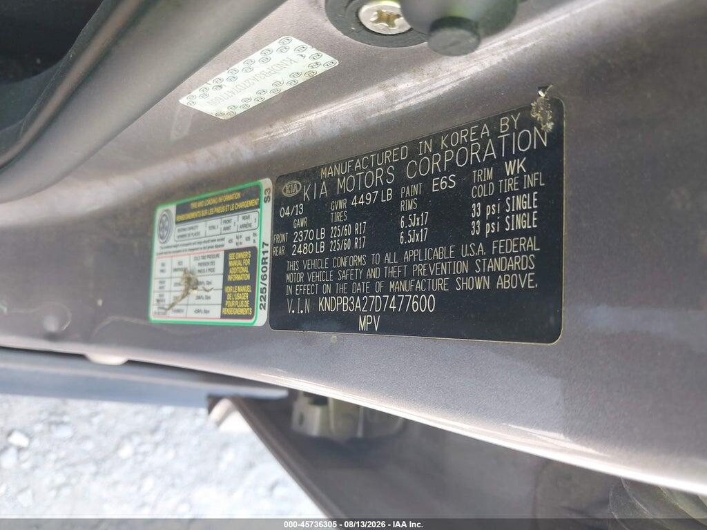KNDPB3A27D7477600 2013 KIA SPORTAGE photo no. 9
