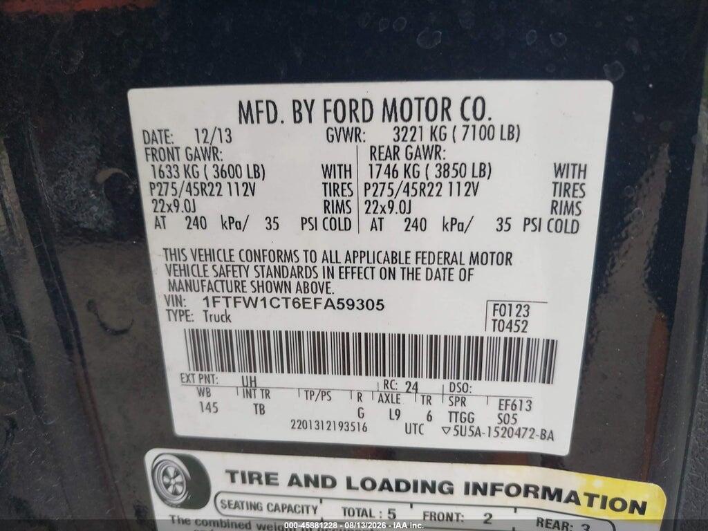 1FTFW1CT6EFA59305 2014 FORD F-150 photo no. 9