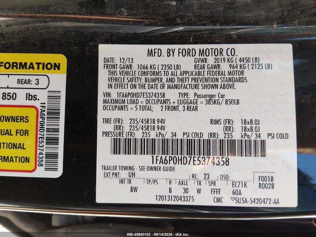 1FA6P0HD7E5374358 2014 FORD FUSION photo no. 9