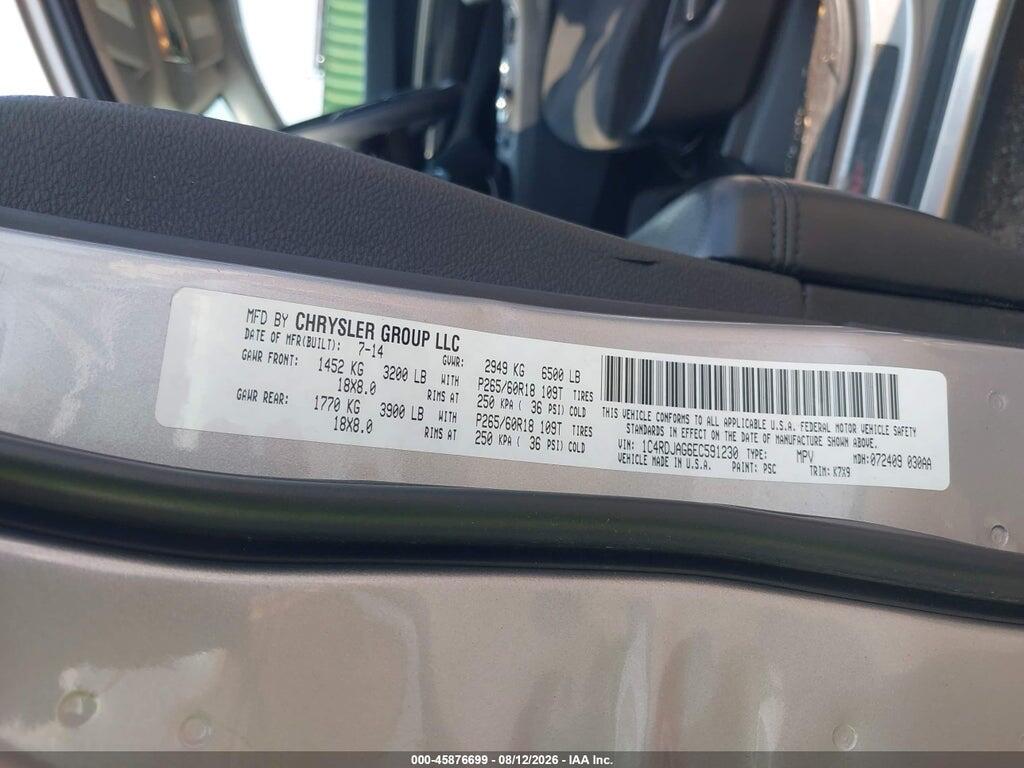 1C4RDJAG6EC591230 2014 DODGE DURANGO photo no. 9