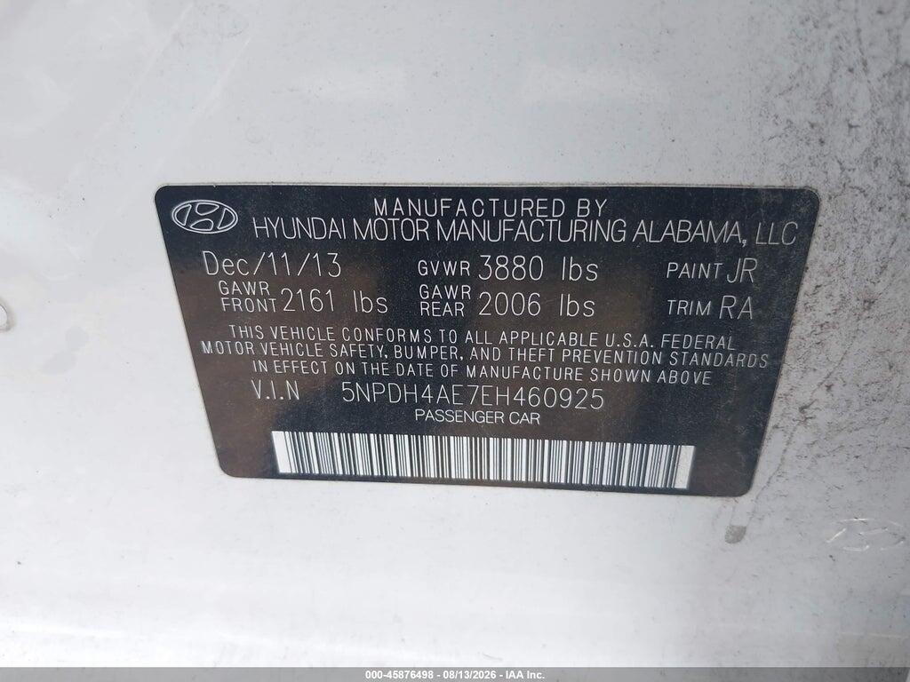 5NPDH4AE7EH460925 2014 HYUNDAI ELANTRA photo no. 9
