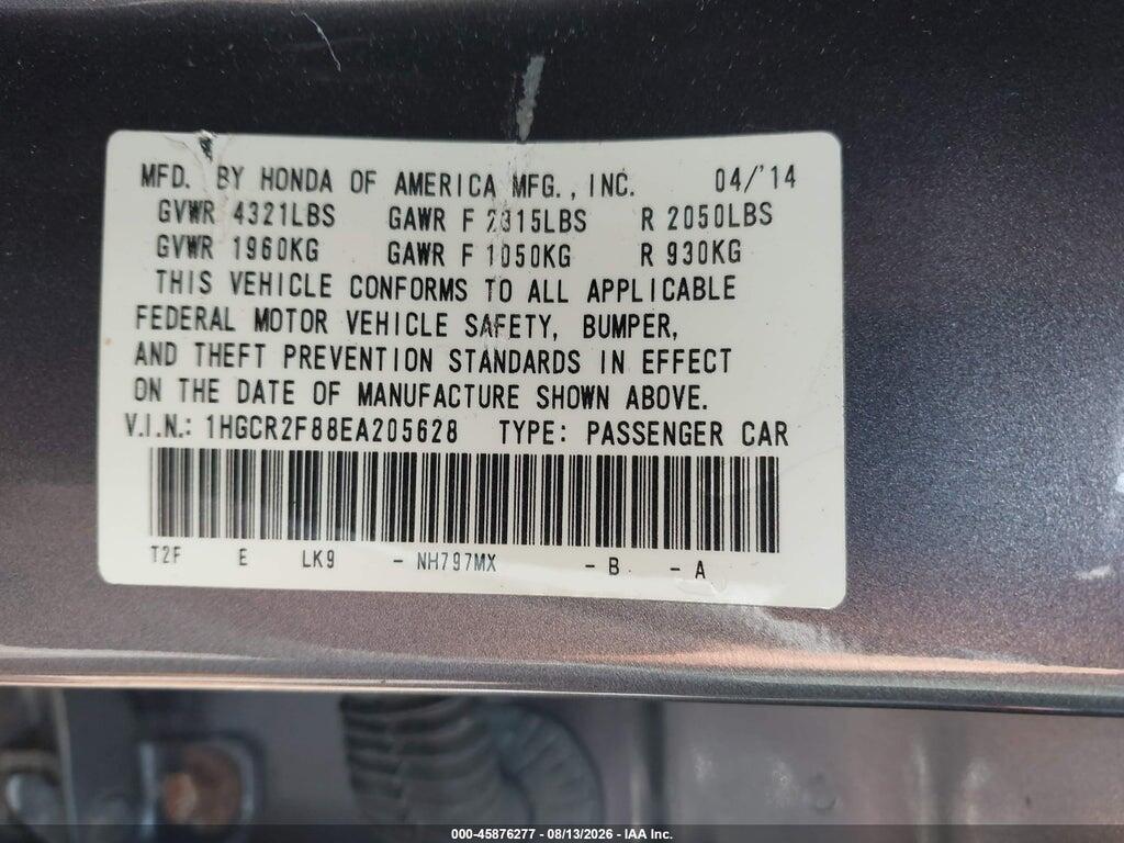 1HGCR2F88EA205628 2014 HONDA ACCORD photo no. 9