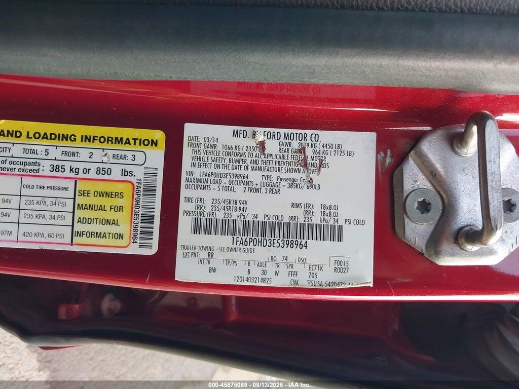 1FA6P0HD3E5398964 2014 FORD FUSION photo no. 9
