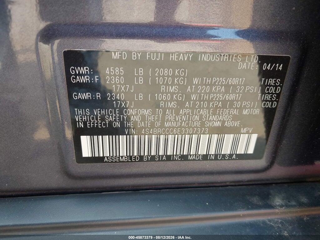 4S4BRCCC6E3307373 2014 SUBARU OUTBACK photo no. 9