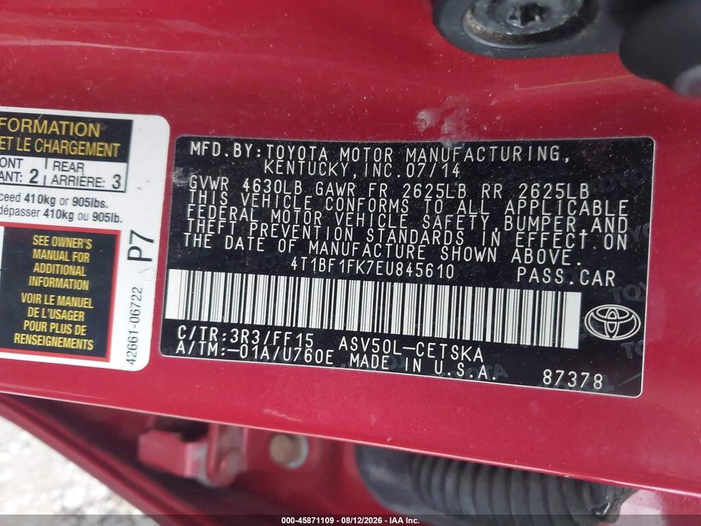 4T1BF1FK7EU845610 2014 TOYOTA CAMRY photo no. 9