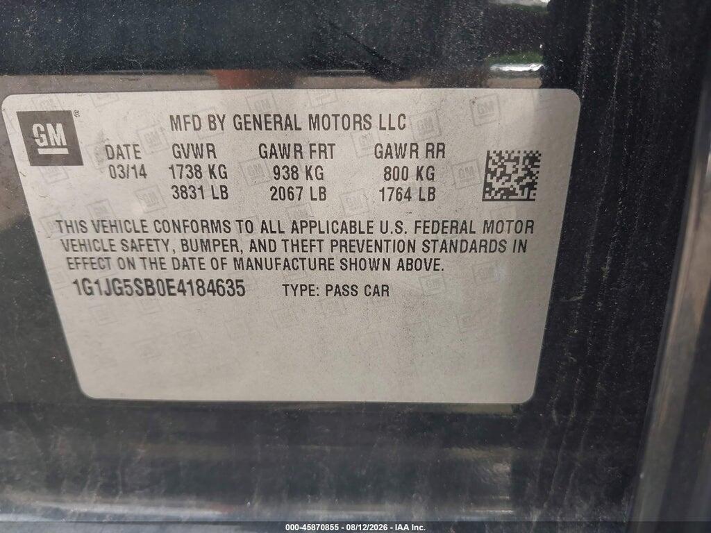 1G1JG5SB0E4184635 2014 CHEVROLET SONIC photo no. 9