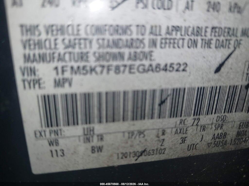 1FM5K7F87EGA64522 2014 FORD EXPLORER photo no. 9