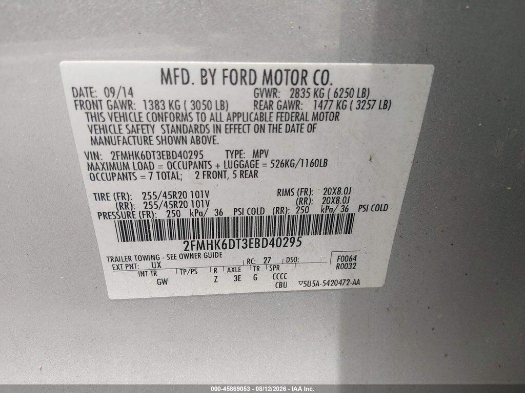 2FMHK6DT3EBD40295 2014 FORD FLEX photo no. 9