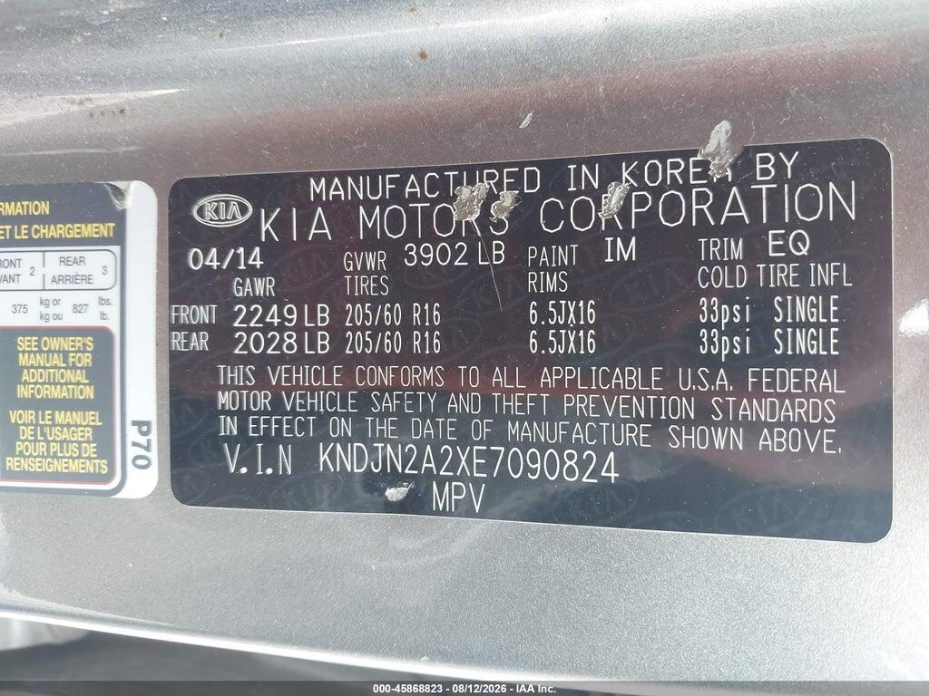 KNDJN2A2XE7090824 2014 KIA SOUL photo no. 9