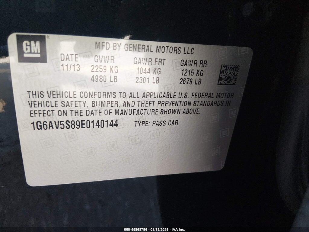 1G6AV5S89E0140144 2014 CADILLAC CTS photo no. 9