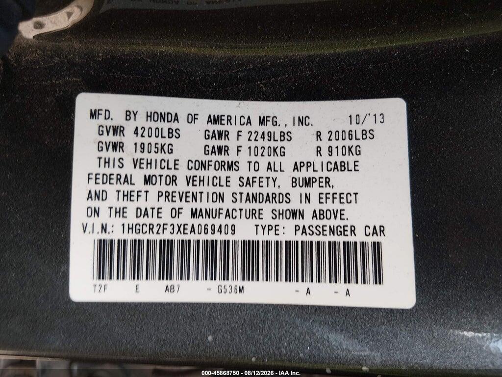 1HGCR2F3XEA069409 2014 HONDA ACCORD photo no. 9