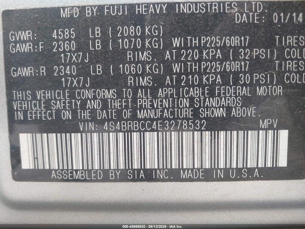 4S4BRBCC4E3278532 2014 SUBARU OUTBACK photo no. 9