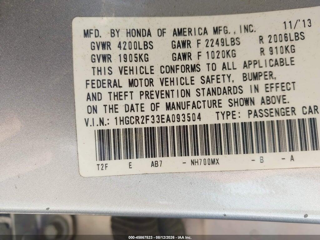 1HGCR2F33EA093504 2014 HONDA ACCORD photo no. 9