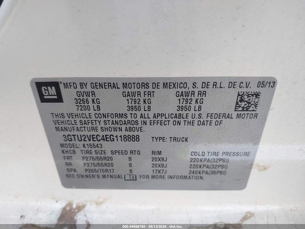 3GTU2VEC4EG118888 2014 GMC SIERRA 1500 photo no. 9