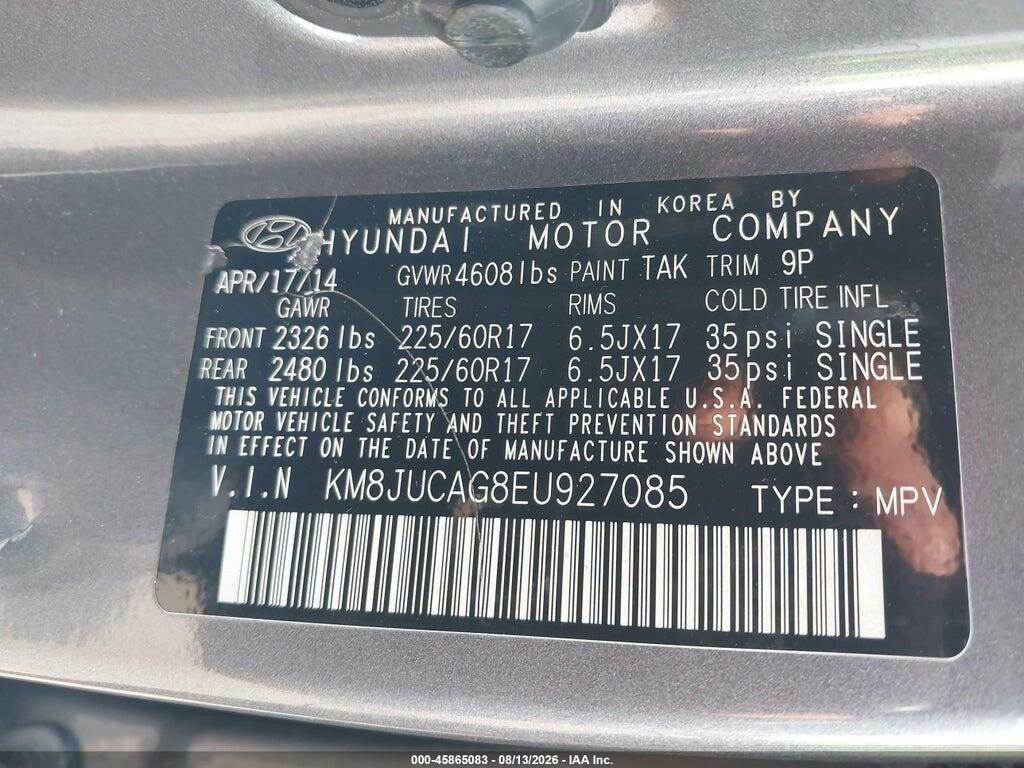 KM8JUCAG8EU927085 2014 HYUNDAI TUCSON photo no. 9