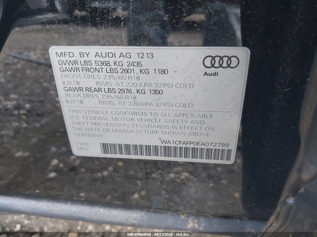 WA1CFAFP0EA072799 2014 AUDI Q5 photo no. 9