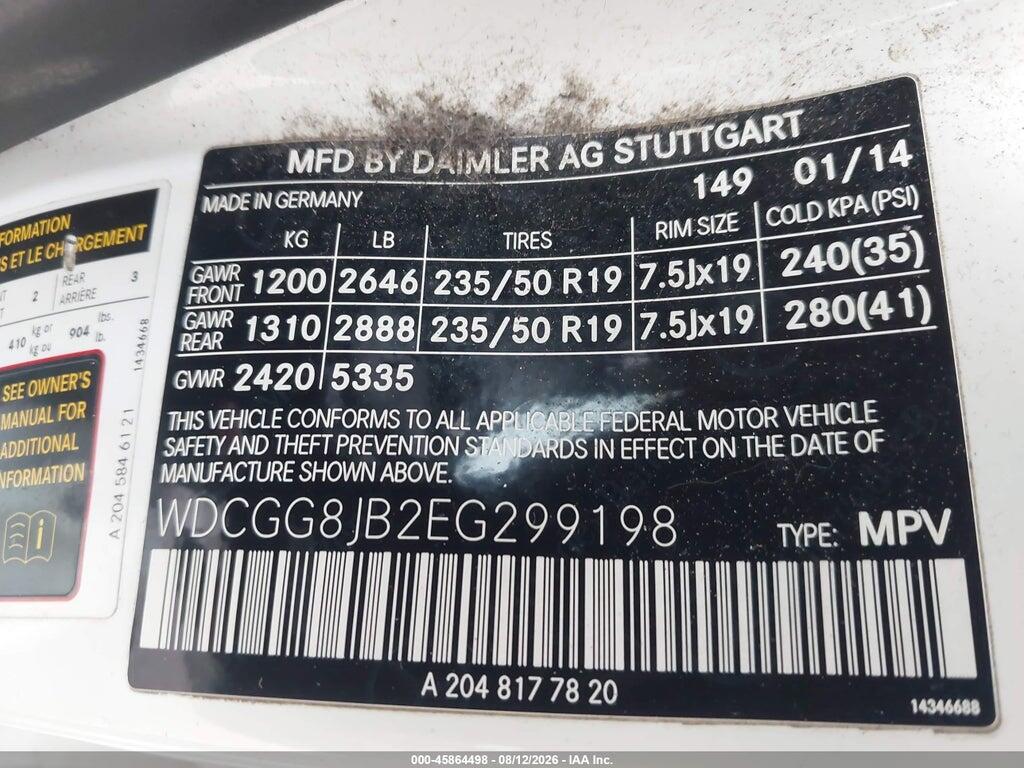 WDCGG8JB2EG299198 2014 MERCEDES-BENZ GLK 350 photo no. 9