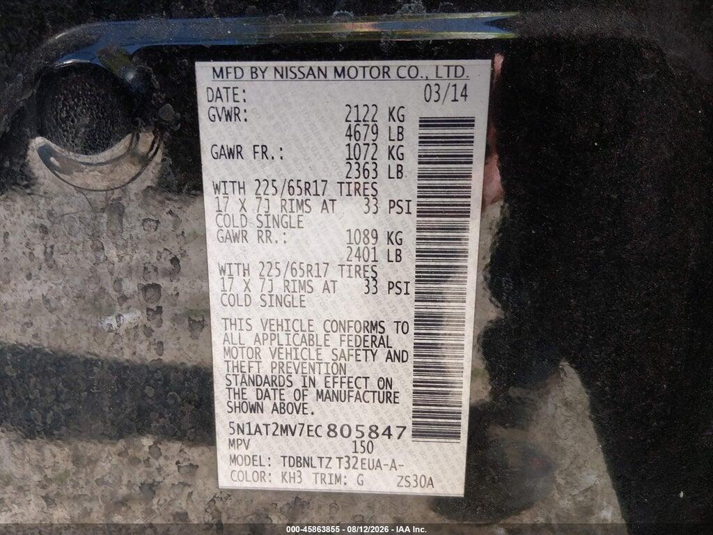 5N1AT2MV7EC805847 2014 NISSAN ROGUE photo no. 9