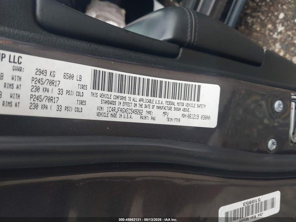 1C4RJFAGXEC549262 2014 JEEP GRAND CHEROKEE photo no. 9