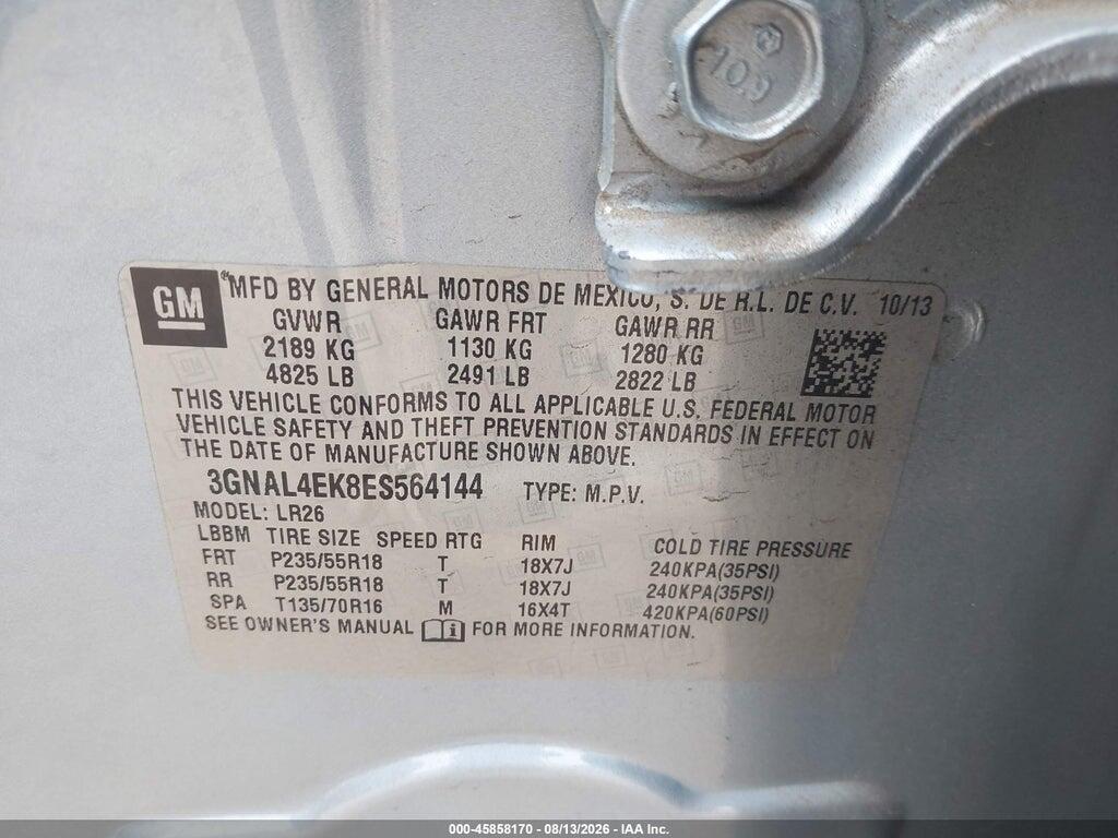 3GNAL4EK8ES564144 2014 CHEVROLET CAPTIVA SPORT FLEET photo no. 9