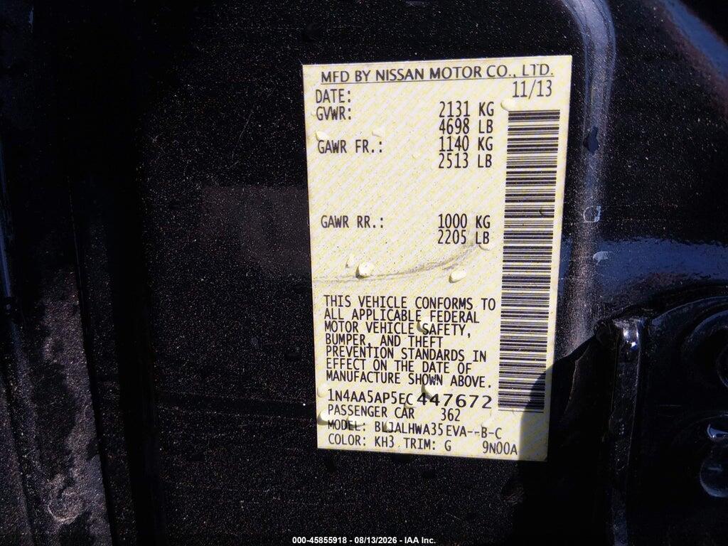 1N4AA5AP5EC447672 2014 NISSAN MAXIMA photo no. 9