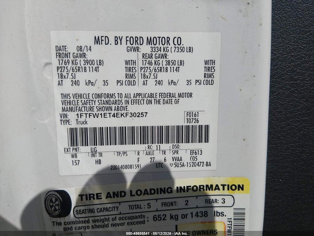 1FTFW1ET4EKF30257 2014 FORD F-150 photo no. 9