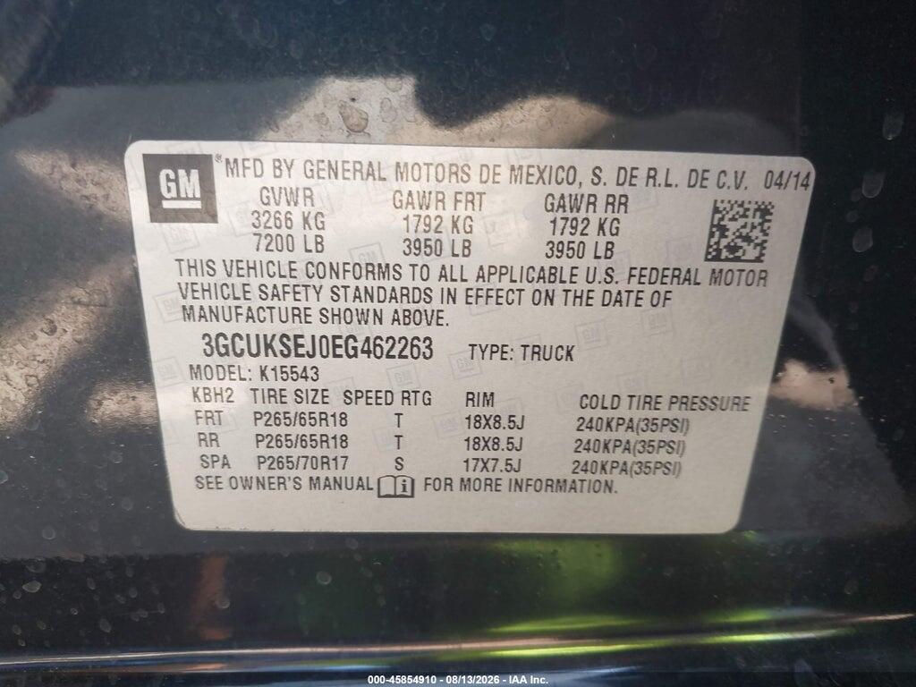 3GCUKSEJ0EG462263 2014 CHEVROLET SILVERADO 1500 photo no. 9
