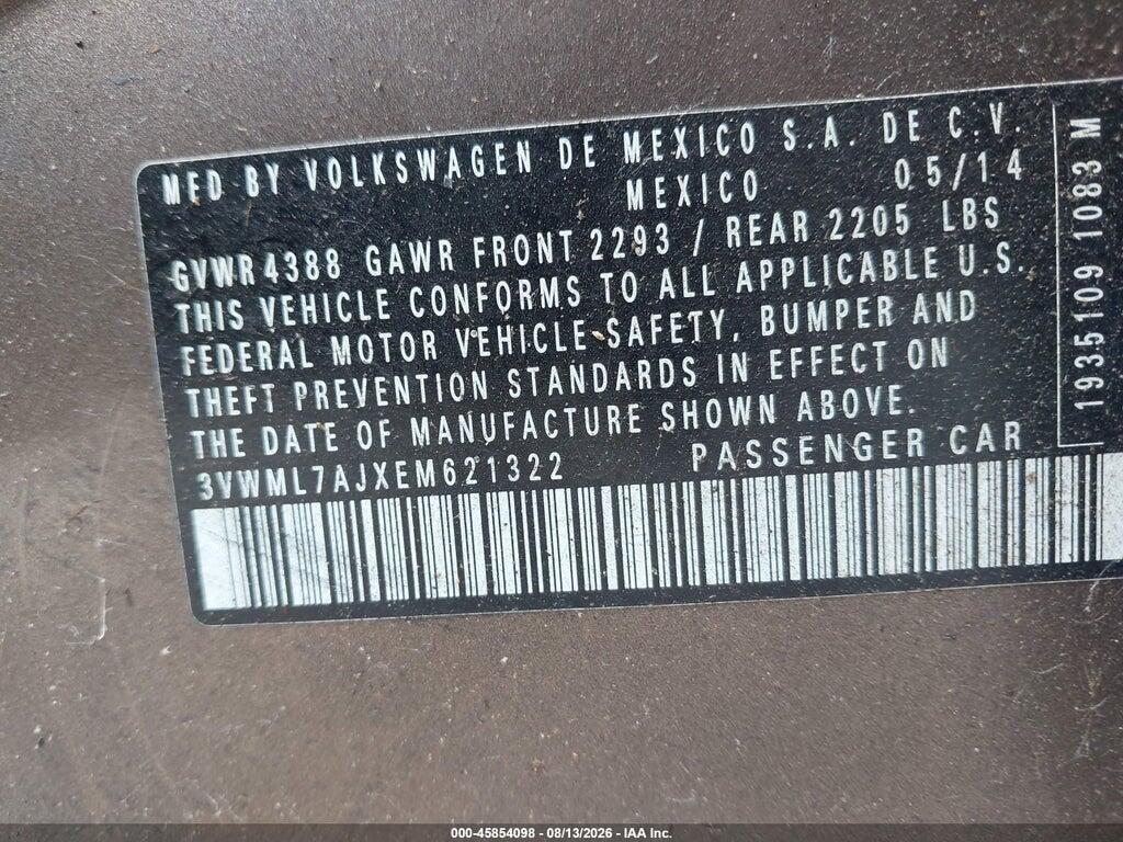 3VWML7AJXEM621322 2014 VOLKSWAGEN JETTA SPORTWAGEN photo no. 9
