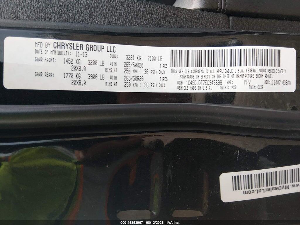 1C4SDJDT7EC345698 2014 DODGE DURANGO photo no. 9