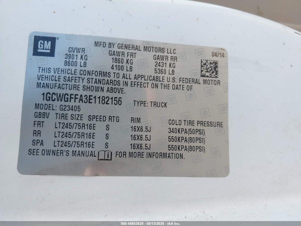 1GCWGFFA3E1182156 2014 CHEVROLET EXPRESS 2500 photo no. 9