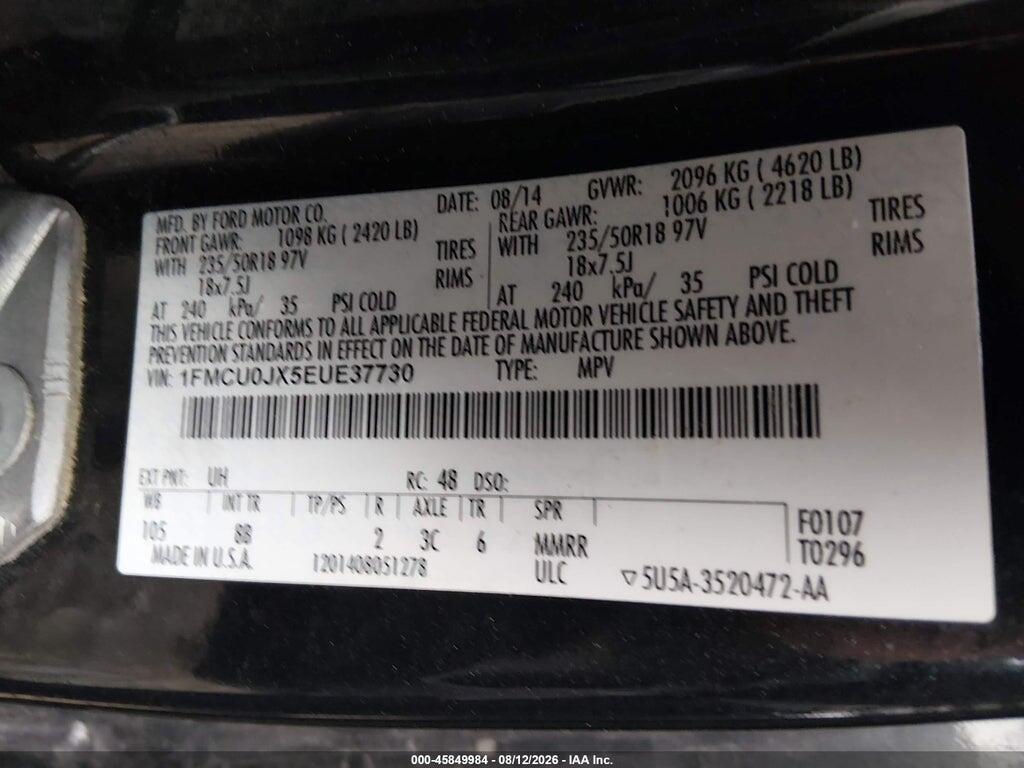 1FMCU0JX5EUE37730 2014 FORD ESCAPE photo no. 9