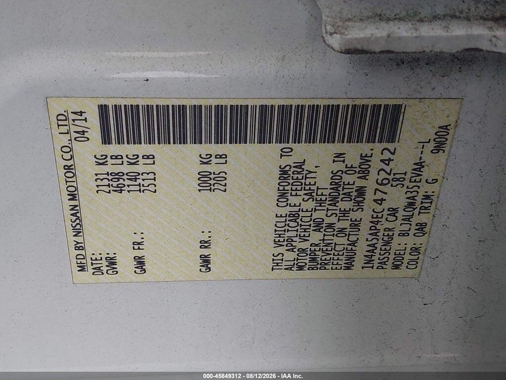 1N4AA5AP4EC476242 2014 NISSAN MAXIMA photo no. 9