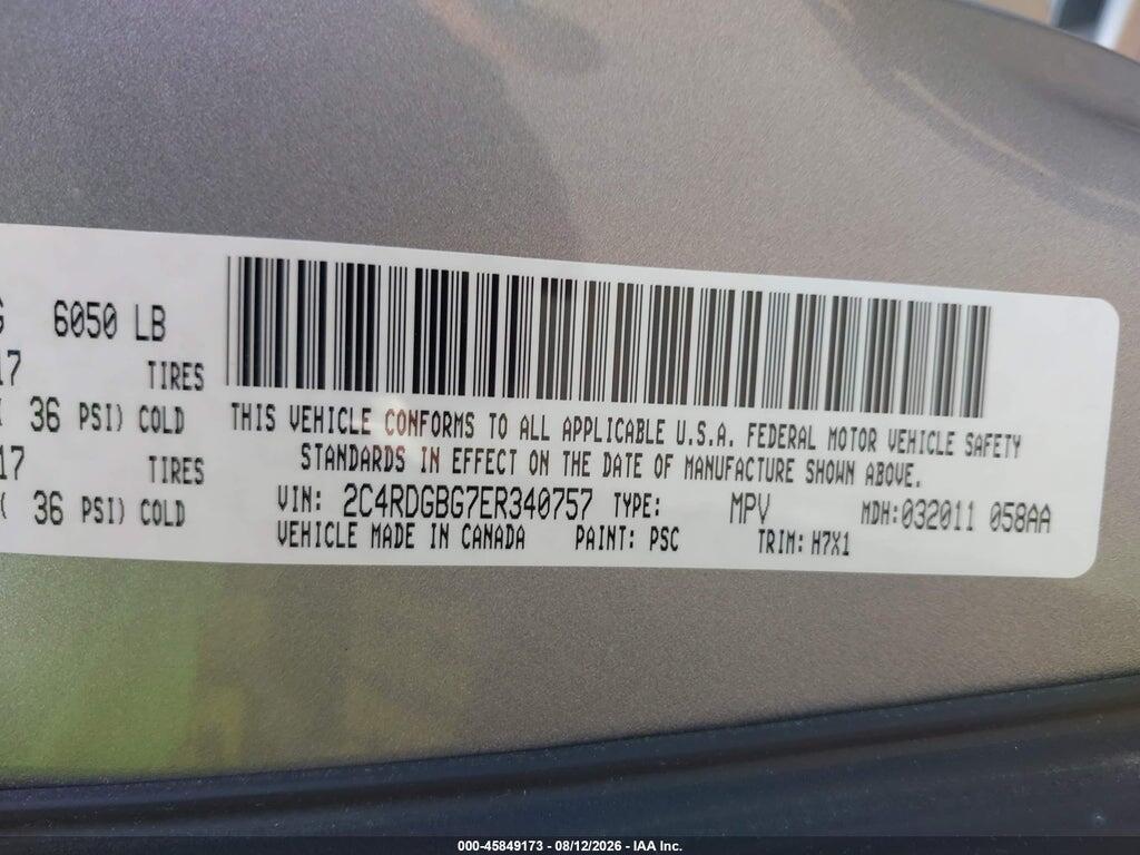 2C4RDGBG7ER340757 2014 DODGE GRAND CARAVAN photo no. 9