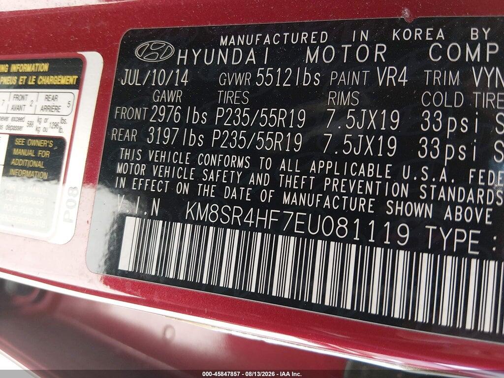 KM8SR4HF7EU081119 2014 HYUNDAI SANTA FE photo no. 9